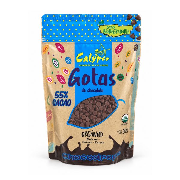 Gotas de chocolate orgánico 55% cacao Calypso 200g