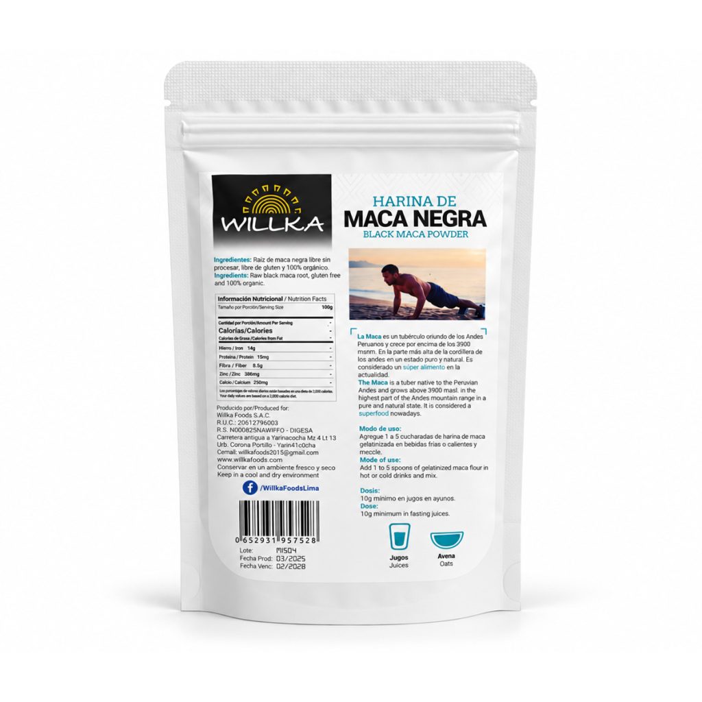 maca negra gelatinizada 100 g Willka