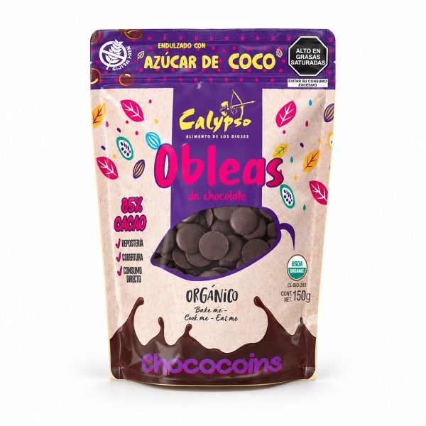 Obleas de chocolate 85% cacao Calypso 150g